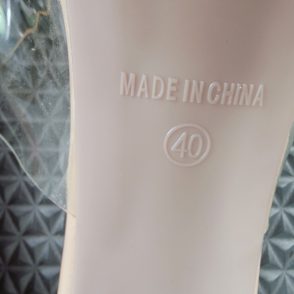 Bai Shun Clear Open Toe Chunky Heel Mules Sandals, Sz 40(EU) 9.5(US) - Picture 11 of 13